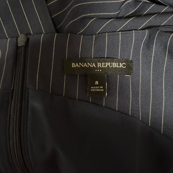 Banana Republic Midi Sheath Dress Slit Sweetheart Blue Pinstripe Office Work - Picture 10 of 10